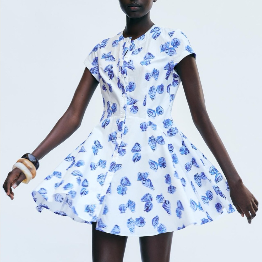 Zara limited edition printed short cotton dress ZW collection